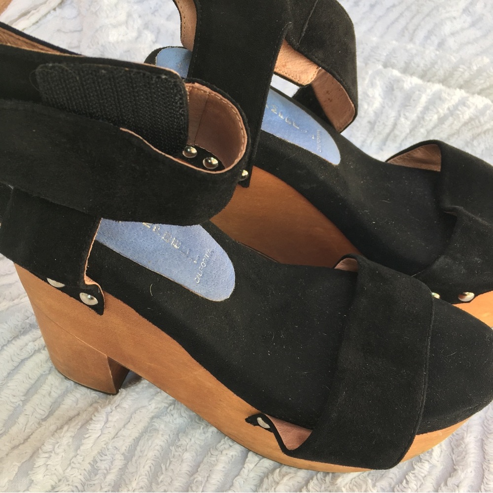 Jeffery Campbell wooden heels platform with suede uppers,